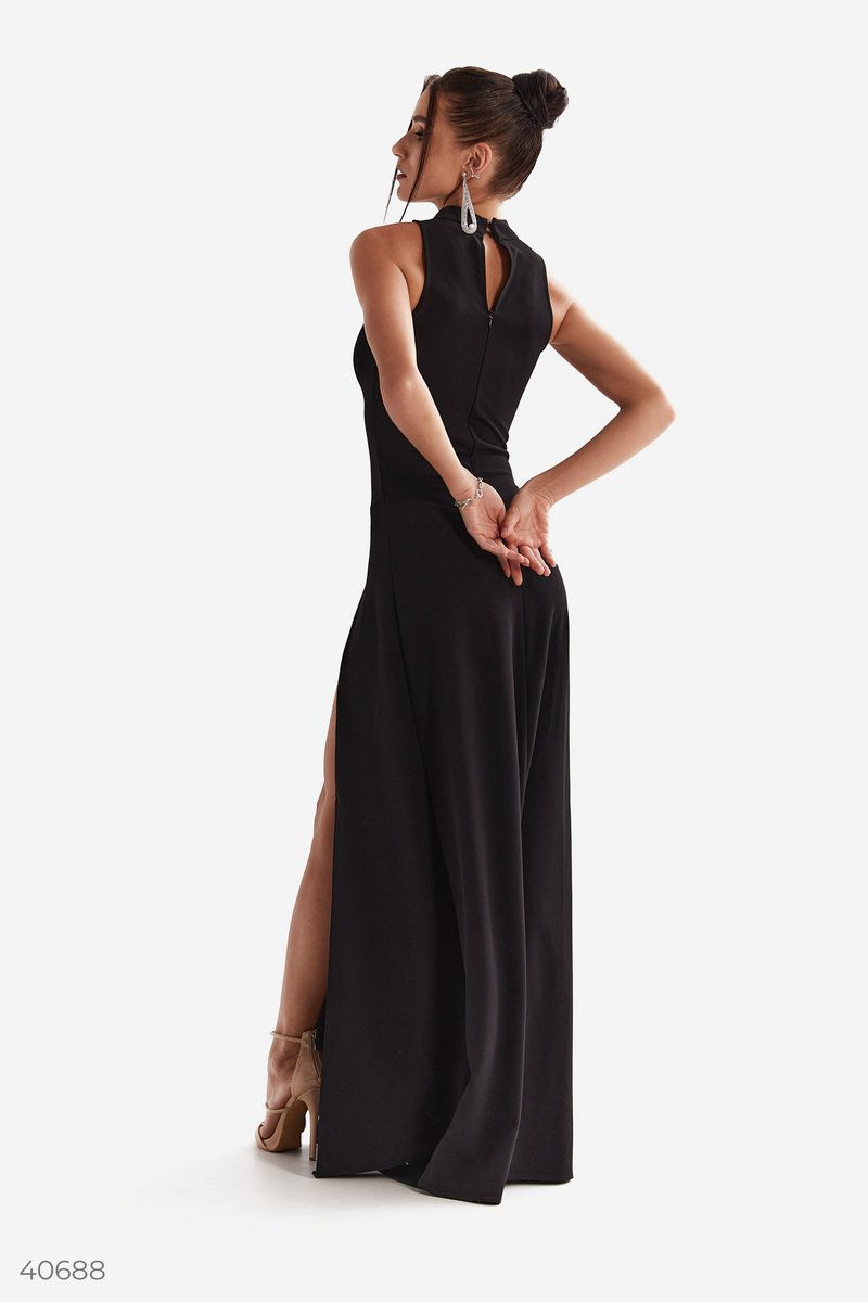 black maxi dress with slit